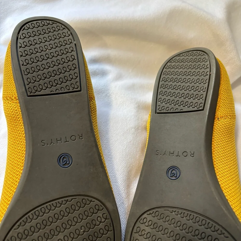 Rothy's The Point Flats Marigold Yellow Knit Pointed Toe Slip-On Size 8 - Picture 8 of 10
